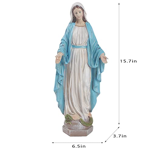 Floryden Our Lady of Grace Blessed Virgin Mother Mary Statue Catholic Religious 15.8 Inch Colored Resin Statue Figurine for Garden, Outdoor, Patio, Cemetery Grave Stone (Monther Mary) - Image 3