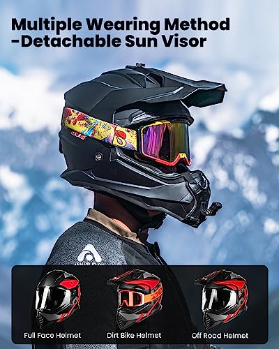 ILM Dual Sport Adventure Motorcycle Helmet with Pinlock Compatible Sun Visor Snowmobile ATV Dirt Bike Off Road Casco Model WS902 RedBlack X-XLarge - Image 2