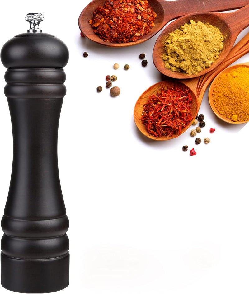 Joidxir Pepper Mill Black 12 Inch Tall Large Pepper Grinder Mill Wood Refillable Stainless Steel Metal Mechanism Adjustable Coarseness - Image 1