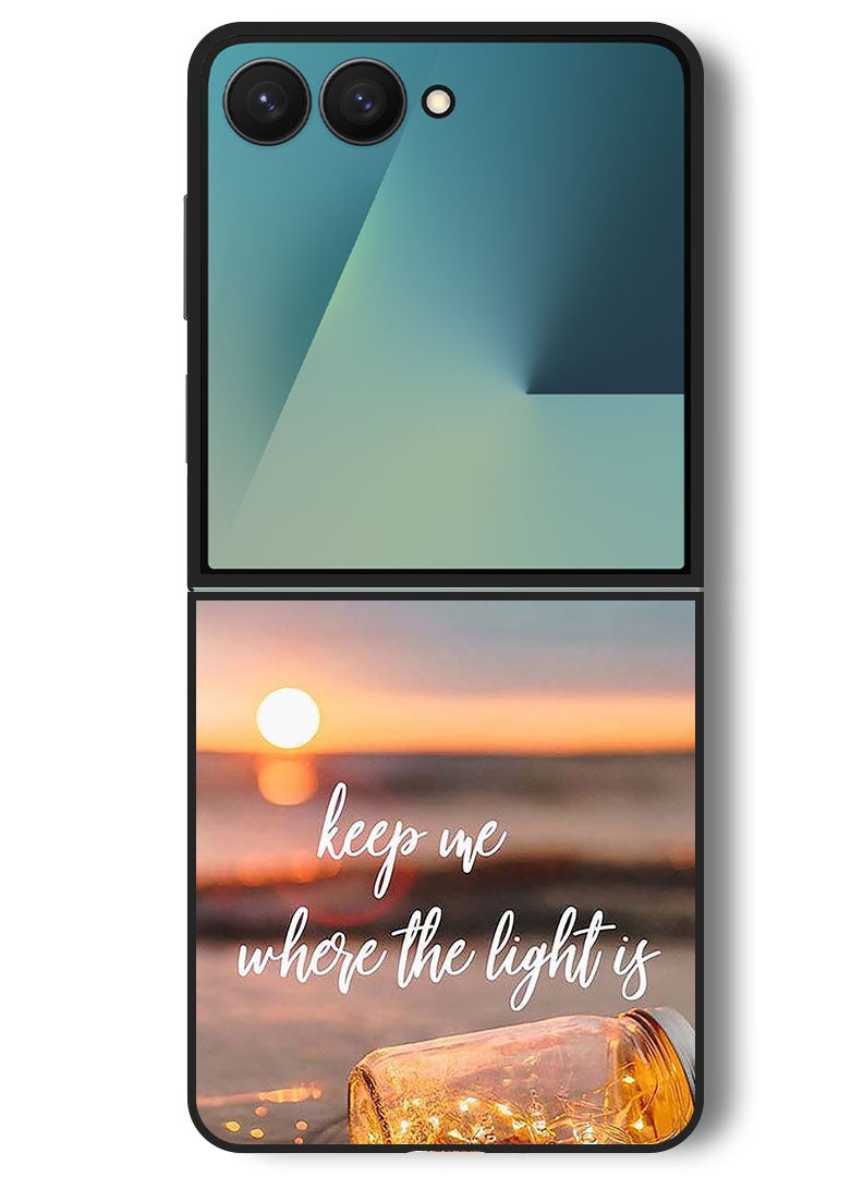 Theodor Case Compatible with Samsung Galaxy Z Flip 7 - 6.9 Inch Protection Shockproof Bumper Cover Keep Me Where The Light - Image 1