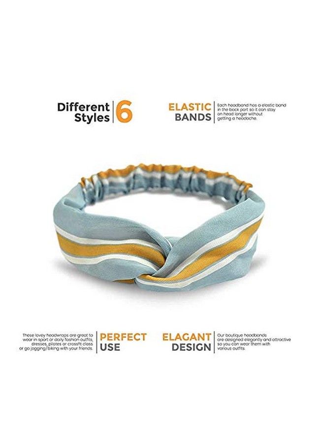 FAVELA Headbands for Women Criss Cross Turban Korean Knotted Boho Stretchy Headwrap;Headwrap;Bandana for Girls Vintage Fashion Leisure Hair Accessories (Set of 6) - Image 5