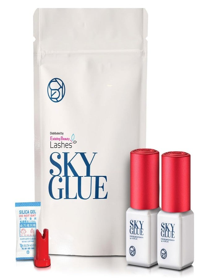 Existing Beauty عبوة 2 من لاصق الرموش سكاي S+ للاستخدام المهني فقط - لاصق رموش قوي للغاية مع احتفاظ لمدة 6-7 أسابيع وجفاف 1-2 ثانية، لاصق أسود شبه دائم طويل الأمد - زجاجتان 5 مل لكل منهما - Image 1