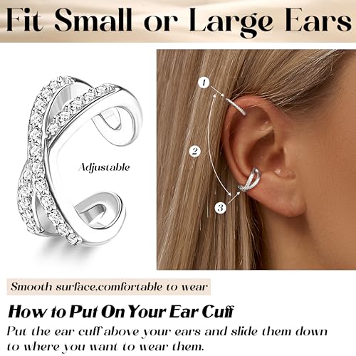 FUNRUN JEWELRY 12Pcs Ear Cuff Earrings for Women Non Piercing 14K Gold Plated Ear Cuffs Non Pierced Clip on Cartilage Earring Adjustable Fake Earrings - Image 2