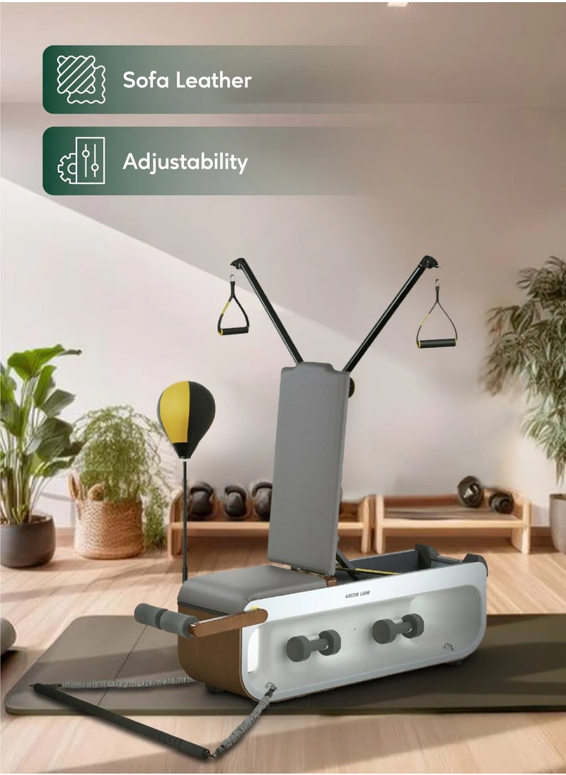 GREEN LION Multifunctional Fitness Bench for Full Body Workout/ Bench Press / Reverse Push / Dumbbell Row / Cable Crossover / Built in Wheels / Sofa Leather / Less Pain / Durability / Adjustability - Gray  - Image 3