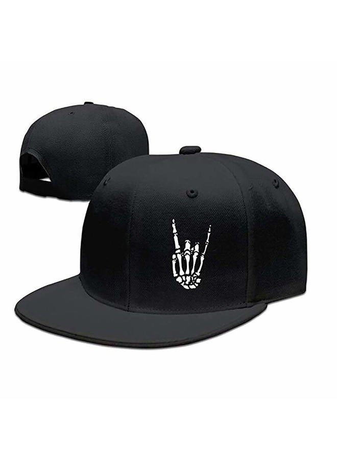 Tijeyi YXHP Rock N Roll Skeleton Hand Baseball Cap for Men Flat Bill Snapback Trucker Hats for Dad and Women Cotton Adjustable Black - Image 1