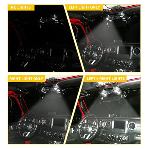 RERPRO LED Interior Dome Lights Front Seat Roof Reading Light Compatible with 2018-2023 Jeep Wrangler JL 4XE Gladiator JT Accessories Overhead Map Light Ceiling Lamp, 5980K White 24 LEDs - Image 3