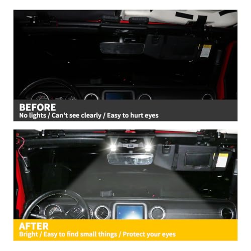 RERPRO LED Interior Dome Lights Front Seat Roof Reading Light Compatible with 2018-2023 Jeep Wrangler JL 4XE Gladiator JT Accessories Overhead Map Light Ceiling Lamp, 5980K White 24 LEDs - Image 2