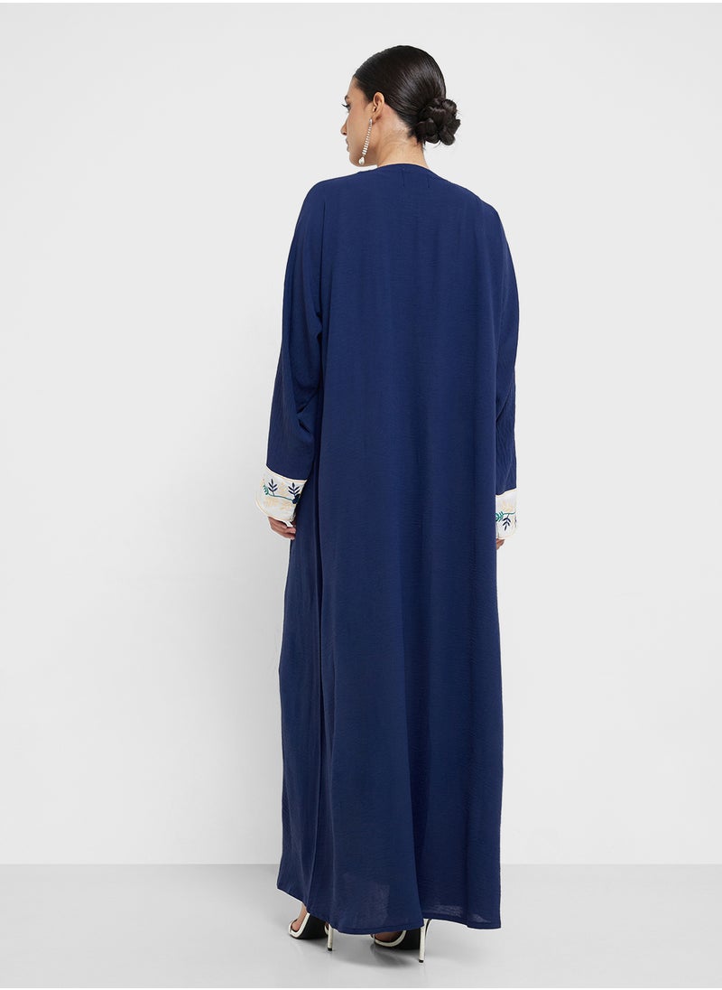 hayas closet V-Neck Printed Straight Sleeve Abaya  - Image 2