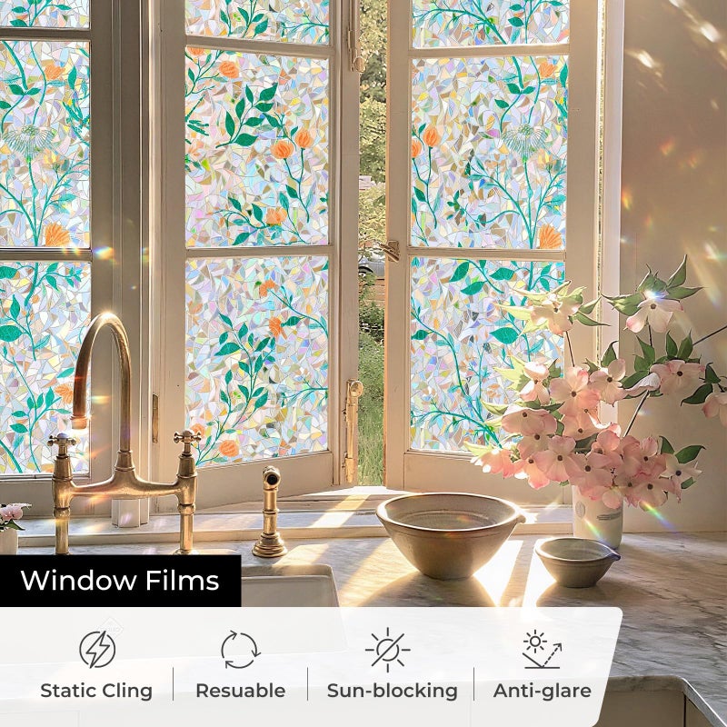 ADD.HERES Window Privacy Film Home Room Bathroom Spring Decor Car Decorations, Stained Glass Window Film, Static Cling Window Film, Window Tintï¼ŒRainbow Window Film (Orange Blossom, 29.5" X 78.7") - Image 5