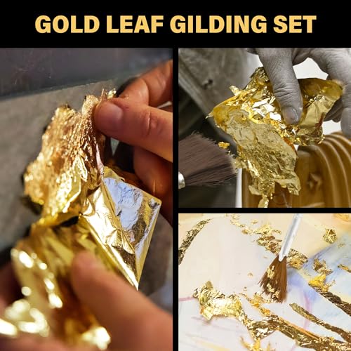 Bluebird Gold Leaf Sheets for Art - 50 Pack - Imitation Gold Foil Sheets of 5.5" x 5.5", Painting Gilding Crafts Decoration - Image 5