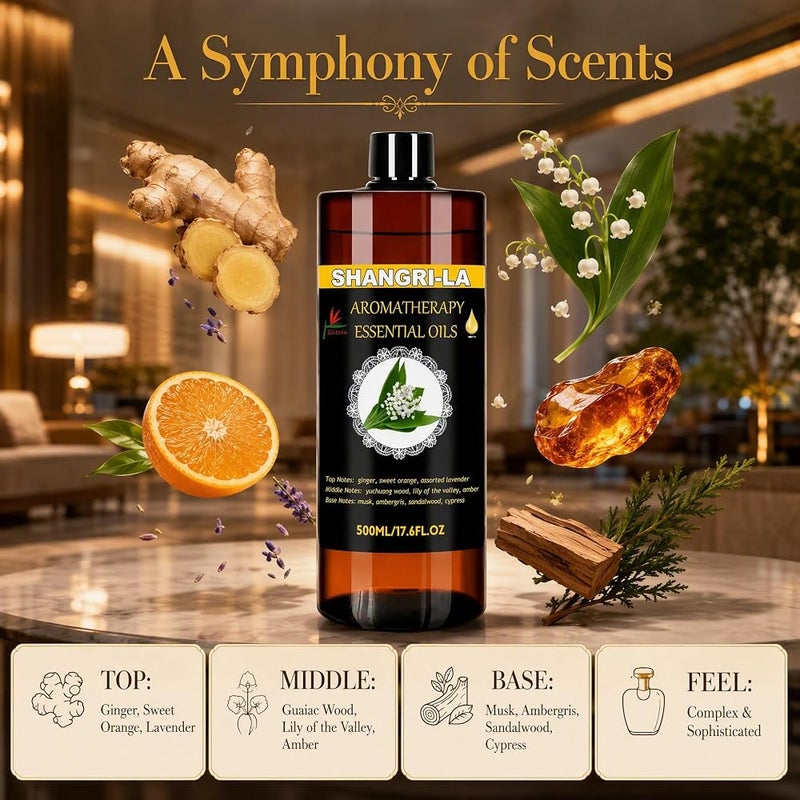 Elitzia Essential Oils for Essential Oil Diffuser Humidifier Natural Aromatherapy Plant Extracts Pure Aroma Essential Oil Candle Making Women Men Stress Relief Relax 500ML Hotel Home Use ET500EO1 - Image 2