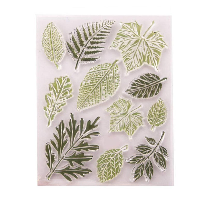 arriettycraft Different Type Leaves Clear Stamps for Card Making and Journaling Maple Palm Leaves Transparent Silicone Stamps for Scrapbooking Album Journals Paper Crafts DecorationA1479