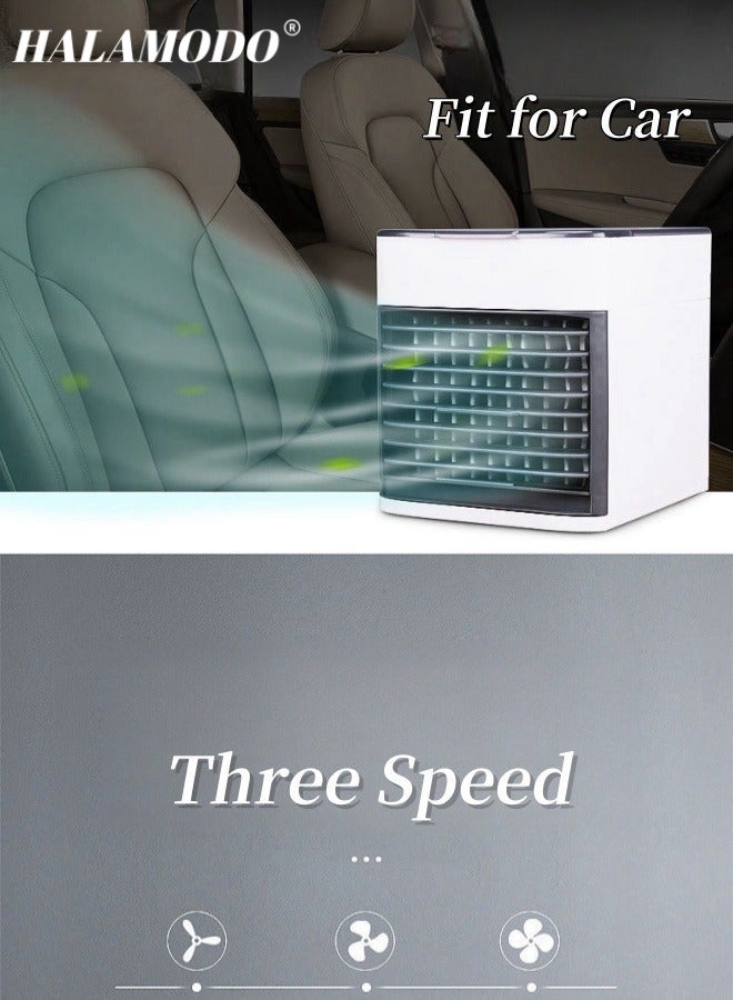 هالامودو مكيف هواء محمول متعدد الوظائف، مبرد هواء صغير لسطح المكتب مع ضوء ليلي و3 سرعات قابلة للتعديل ومروحة خفيفة الوزن وهادئة تعمل عبر USB لغرفة النوم والمكتب وغرفة المعيشة والمزيد - Image 5