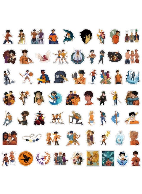 60 Pcs Percy Jackson Deco Kit Waterproof Stickers, High Definition Printing Bright Colors, Suitable for Laptop Skateboard Luggage Water Bottle Guitar DIY