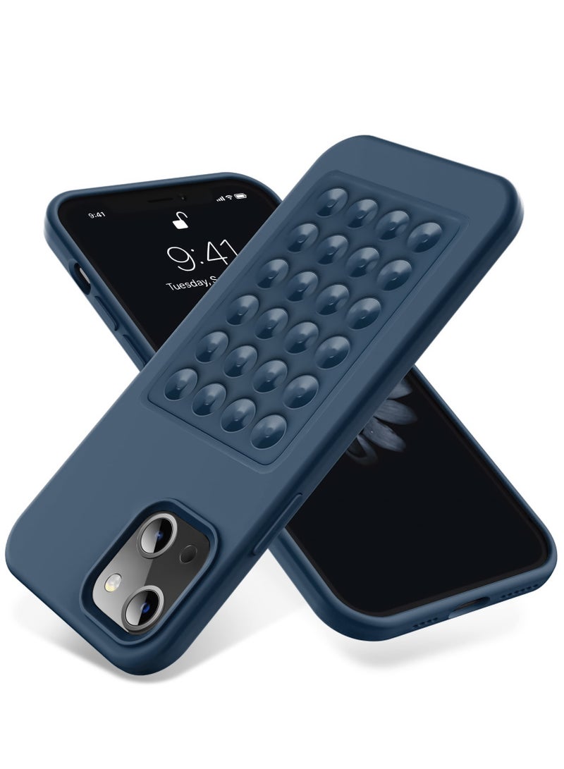 جراب هاتف من السيليكون الناعم مع حامل حماية كاملة ومضاد للصدمات لهاتف iPhone 13/14 (أزرق)