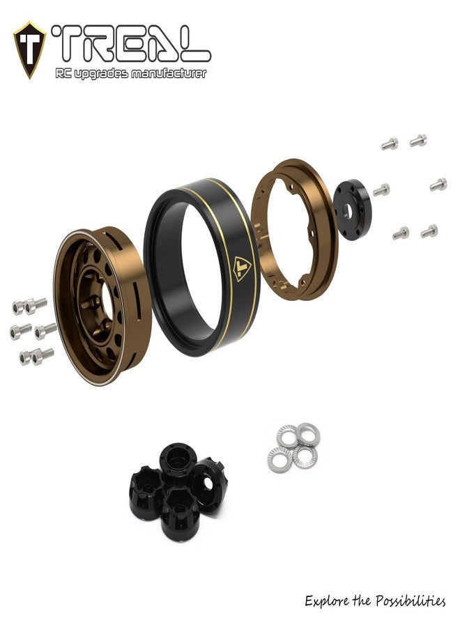 عجلات TREAL 1.0 Beadlock ذات 12 ثقبًا، عجلات عربة كلاسيكية عتيقة لسيارات التحكم عن بعد بمقياس 1/24، طراز SCX24 FCX24-Type K (برونزية) - Image 3