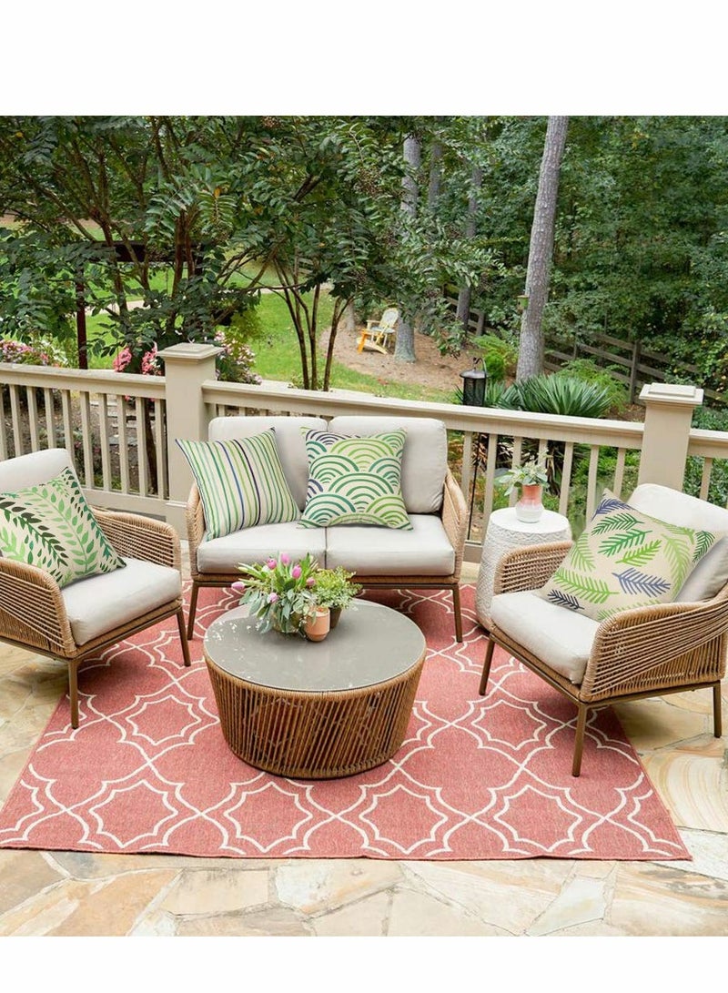 KASTWAVE Throw Pillow Covers, 18 x 18 Pack of 4, Green Flower Spring Decorative Linen Cushion Covers for Livingroom, Farmhouse Outdoor Modern Pillow Cases for Sofa Couch Chair Bed - Image 5