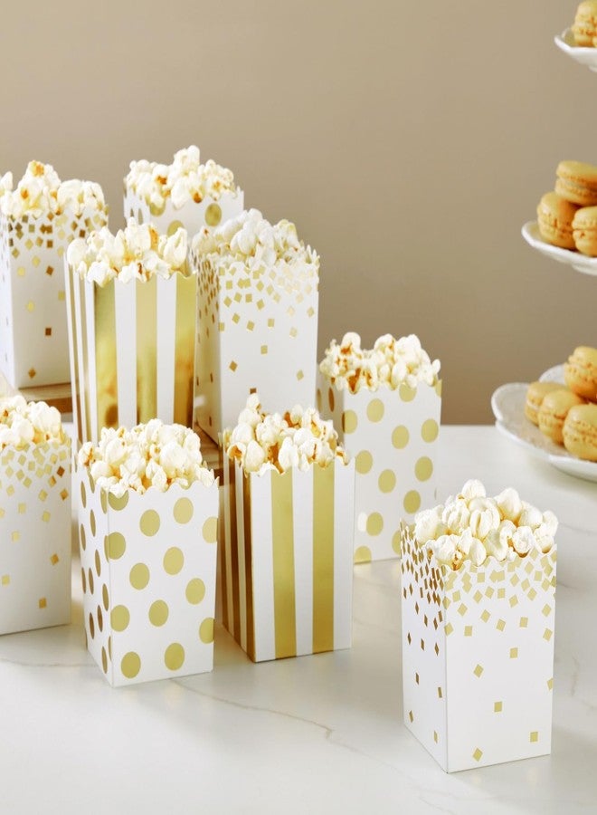 Juvale Mini Popcorn Boxes - Popcorn Containers for Bar Supplies, Carnival Decor & Circus Decorations & Movie Party Favors - 3 x 4 x 2.8 in, White & Gold Polka Dot, Pack of 60 - Image 2