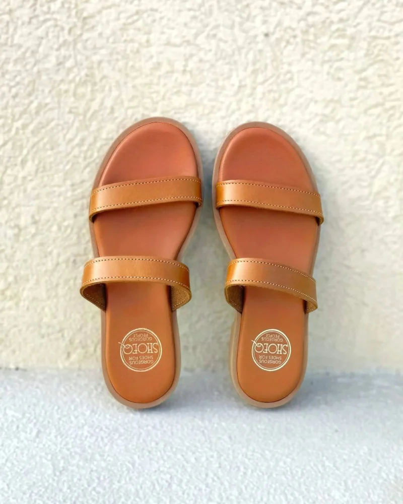 SHOEQ Tan Aria Luxe Slide for Women | Best Price UAE
