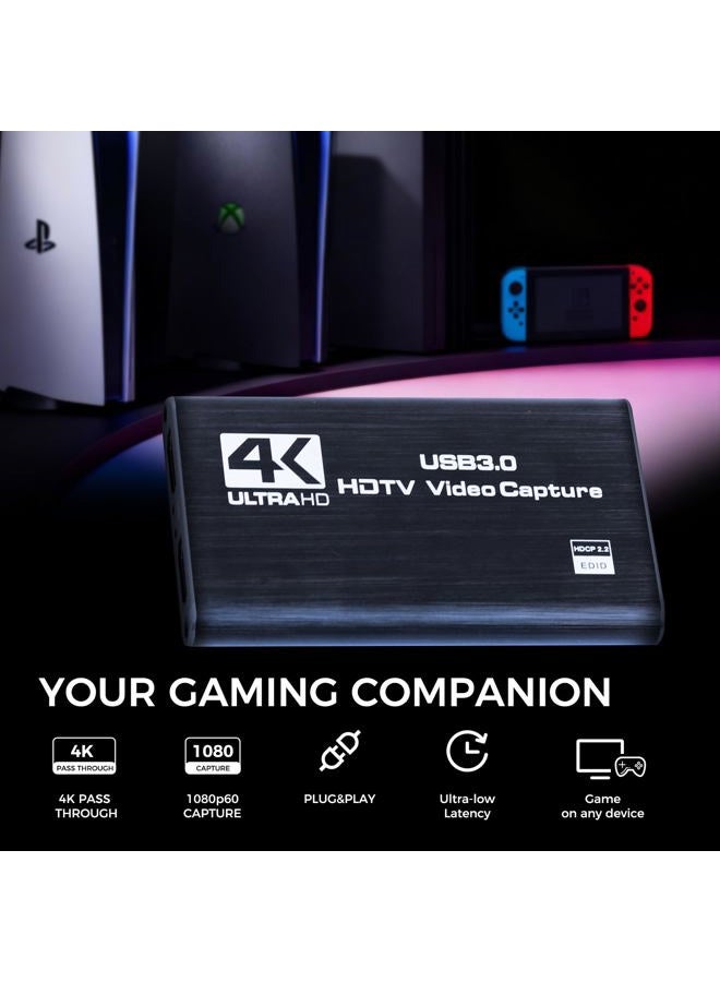 RGBlink Video Capture Card, USB3.0 Capture Card 4K HDMI Loop-Out, Video Game Capture for Streaming PS5, Nintendo Switch, Camera, PC, OBS, 1080P 60FPS, Audio Video Capture, HDMI to USB - MSP231 - Image 2