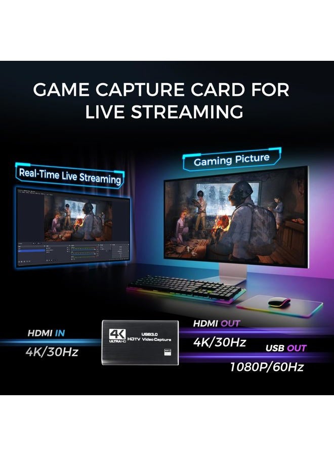 RGBlink Video Capture Card, USB3.0 Capture Card 4K HDMI Loop-Out, Video Game Capture for Streaming PS5, Nintendo Switch, Camera, PC, OBS, 1080P 60FPS, Audio Video Capture, HDMI to USB - MSP231 - Image 5