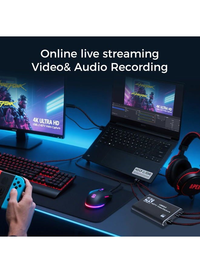RGBlink Video Capture Card, USB3.0 Capture Card 4K HDMI Loop-Out, Video Game Capture for Streaming PS5, Nintendo Switch, Camera, PC, OBS, 1080P 60FPS, Audio Video Capture, HDMI to USB - MSP231 - Image 4