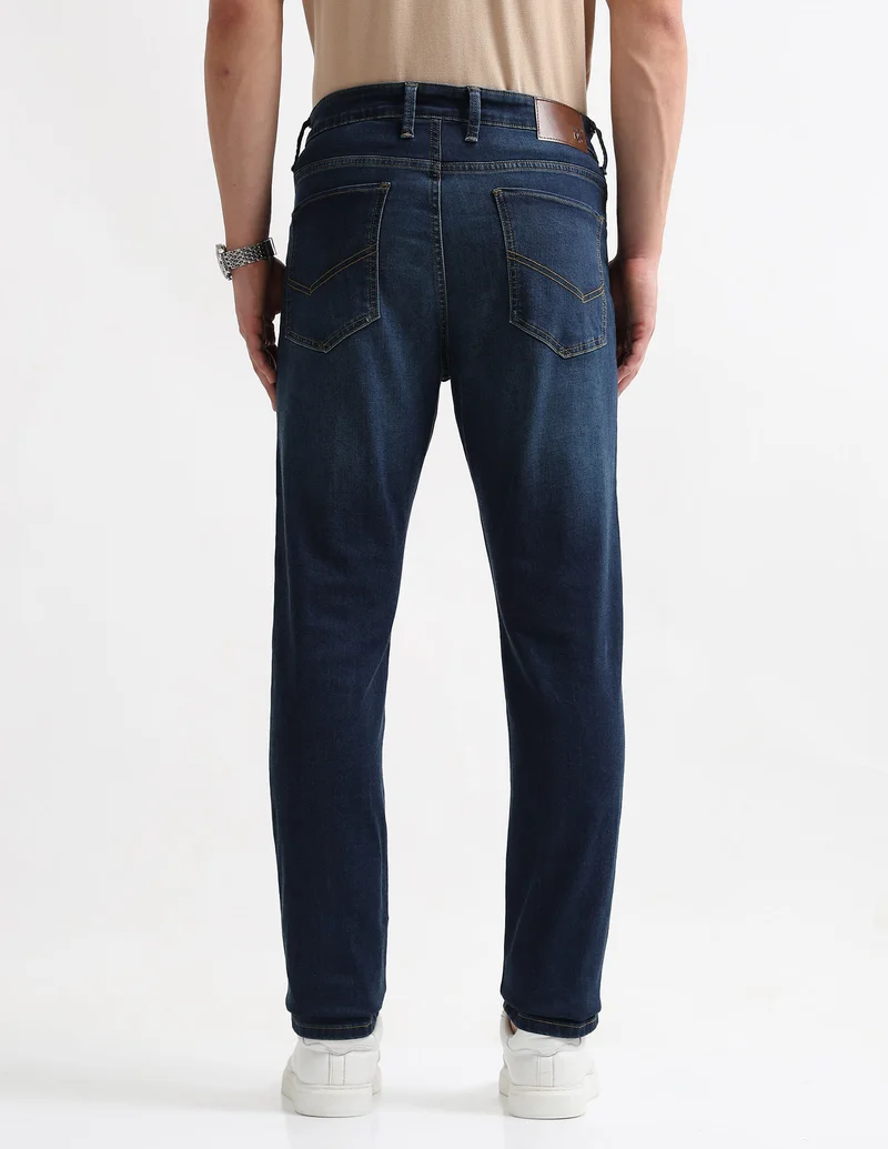 Arrow Blue Soho Slim Tapered Fit Whiskered Jeans for Men | Best Price UAE