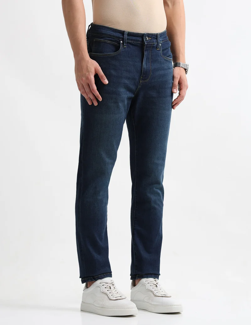 Arrow Blue Soho Slim Tapered Fit Whiskered Jeans for Men | Best Price UAE
