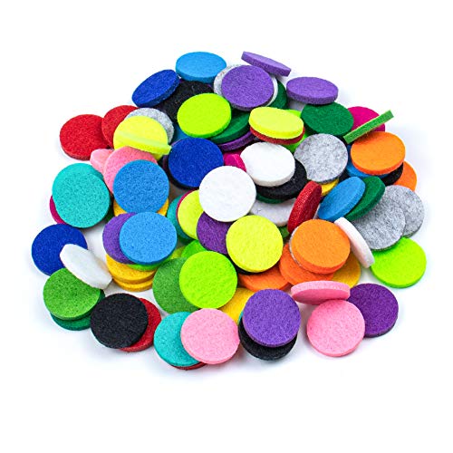 AUEAR AUEAR 100 Pack Replacement Felt Pads Round Essential Oil Diffuser Locket Necklace Refill for Bracelet Car Vent Clip 087 inch 