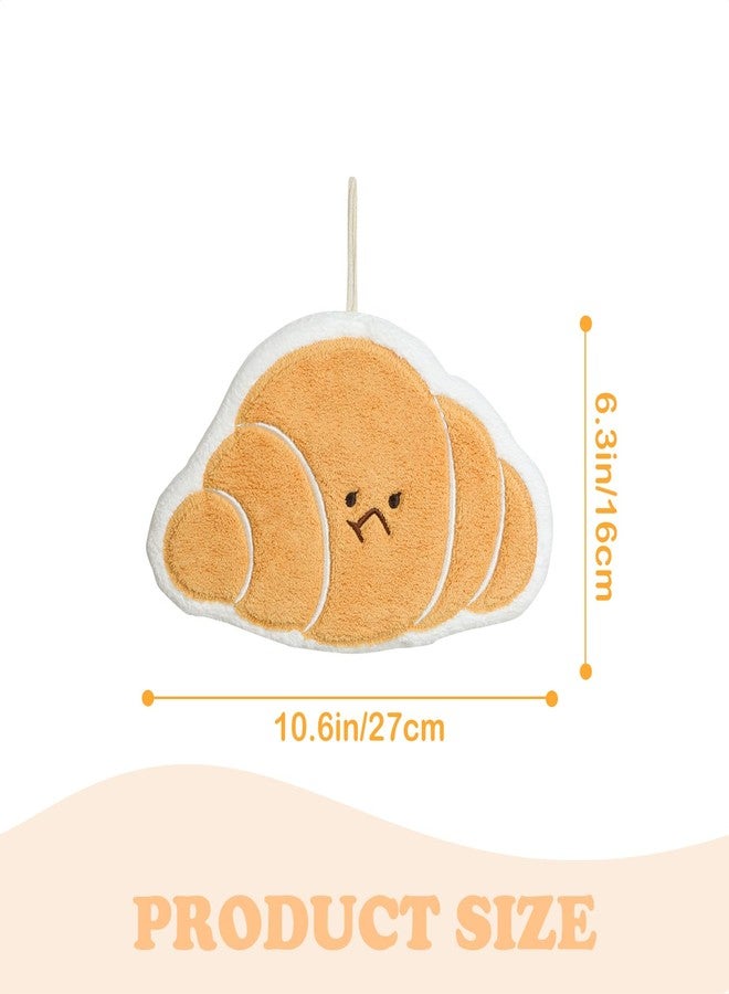 Tyrafry Cute Hand Towels, Bathroom Towels with Hanging Loop, Microfiber Coral Fleece Absorbent Hand Towel for Kitchen Bathroom Bedroom, 6 X 10 Inches, Croissant Shape - Image 3