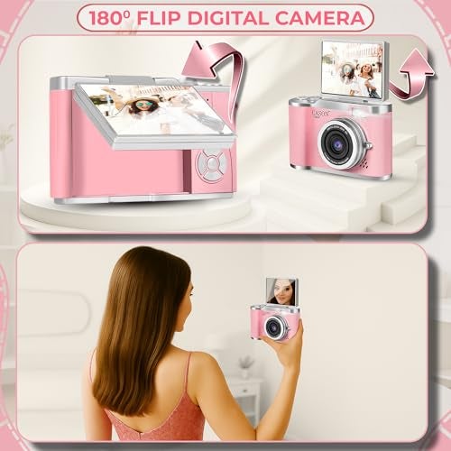 Cason 48MP Digital Camera for Kids-Real Photo & Video Mini Camera for Photography 2.4” Rotating Screen, Built in Games Kids Cameras for 5-15 Years Girls & Boys(Supports Upto 64GB Memory) - Image 4