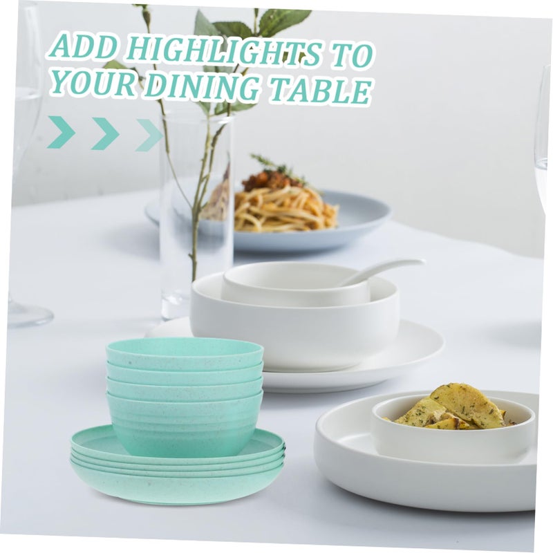 Light Green Unbreakable Dinnerware Set 12pcs Microwave Safe Plates Bowls Cups for Camping - Image 4