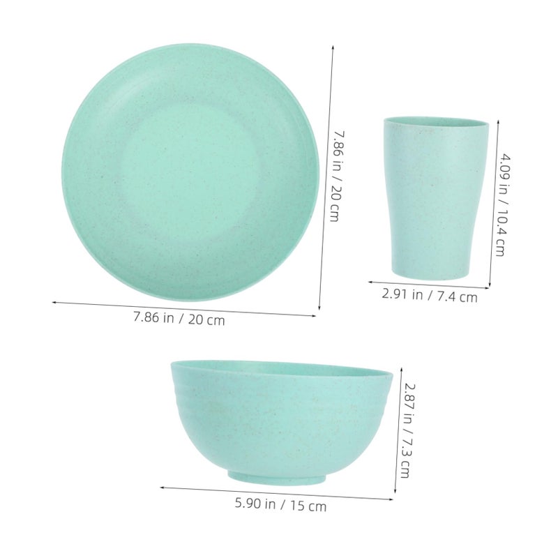 Light Green Unbreakable Dinnerware Set 12pcs Microwave Safe Plates Bowls Cups for Camping - Image 3