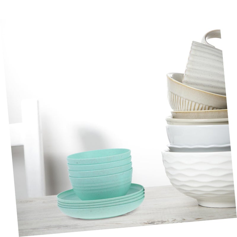 Light Green Unbreakable Dinnerware Set 12pcs Microwave Safe Plates Bowls Cups for Camping - Image 5