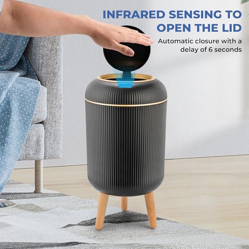 Pukomc Smart Sensor Wastebasket Convenient and Hygienic Easy to Use Technology Sensor Waterproof Wastebasket Plastic Trash can for Kitchen Bathroom Bedroom Living Room Office and Outdoor Black - Image 3