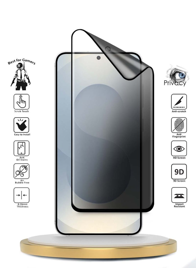دبليو تيك سامسونج جالاكسي S25+ 5G 2025 بريميوم إيدج برو نانو سيراميك خصوصية غراء كامل غطاء كامل واقي شاشة مرن غير لامع - شفاف / أسود - Image 2
