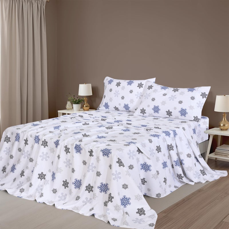ZOYER Flannel Sheets Queen Size Set - Soft & Comfy Deep Pocket Cotton Flannel Bedding  Fitted Up to 16""  Double Brushed Queen Bed Sheets  4 Pieces  White Snow - Image 2