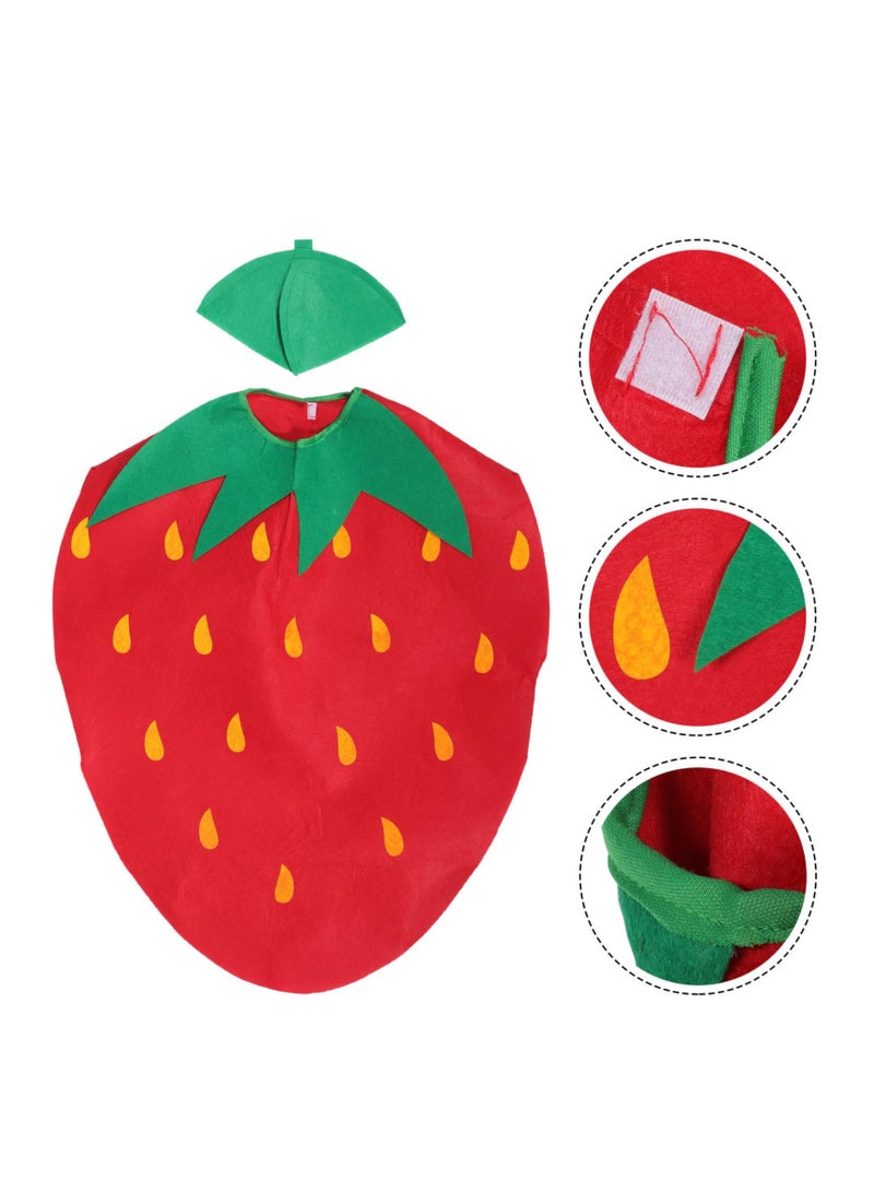 Captaintech Kids Fruits Vegetables and Nature costumes Suits outfits Fancy Dress Party Boys and Girls Costume Suit with Hat Strawberries - Image 5