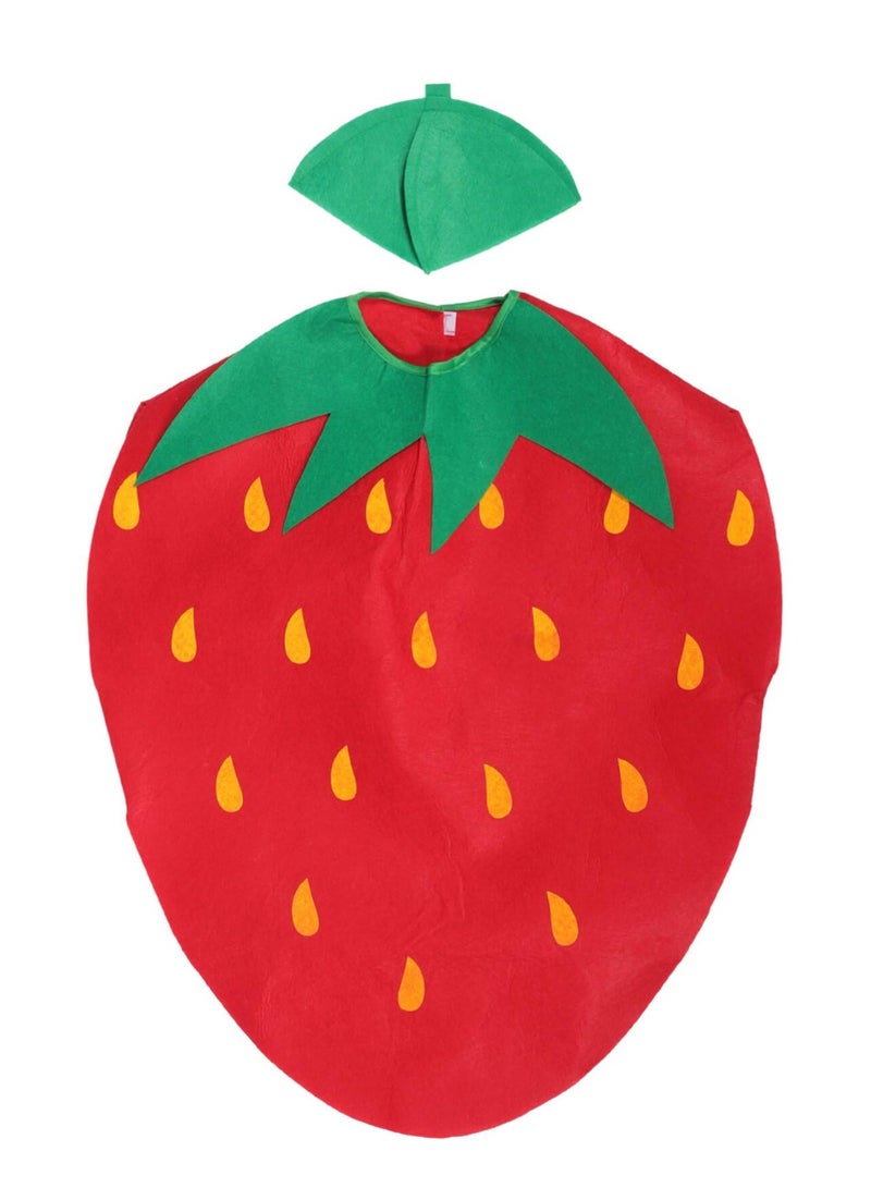 Captaintech Kids Fruits Vegetables and Nature costumes Suits outfits Fancy Dress Party Boys and Girls Costume Suit with Hat Strawberries - Image 3