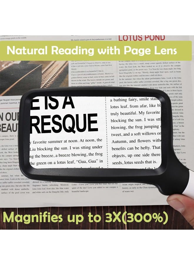 YUGYUJ Magnifying Glass with Light, Folding Handheld 3X Large Rectangle Lighted Magnifier with Dimmable LED for Macular Degeneration Seniors Reading Newspaper, Books, Lighted Gift for Low Visions - Image 2