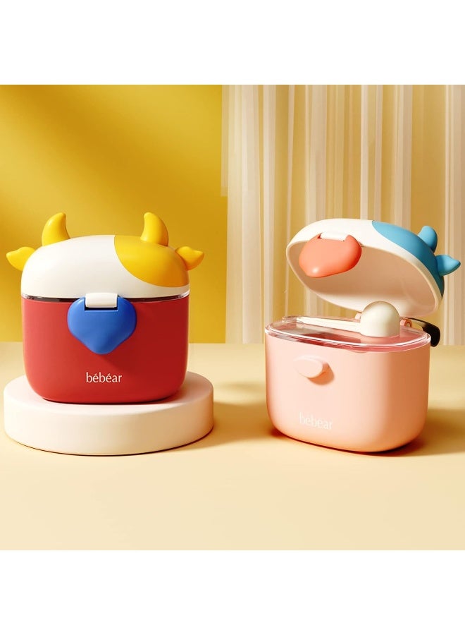 Bebamour Baby Formula Dispenser, BPA Free Portable Milk Powder and Candy Fruit Snack Storage Container with Scoop and Leveller for Travel, 450 ML, Green Cow - Image 2