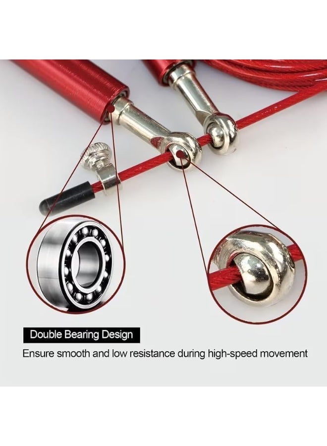 QSHOP Professional Adjustable Jump Rope Steel Wire & Metal Handles – Speed Jump Rope with 360° Double Boring – Speed Jump Rope for Cardio, Fat Burning, Fitness - Image 4