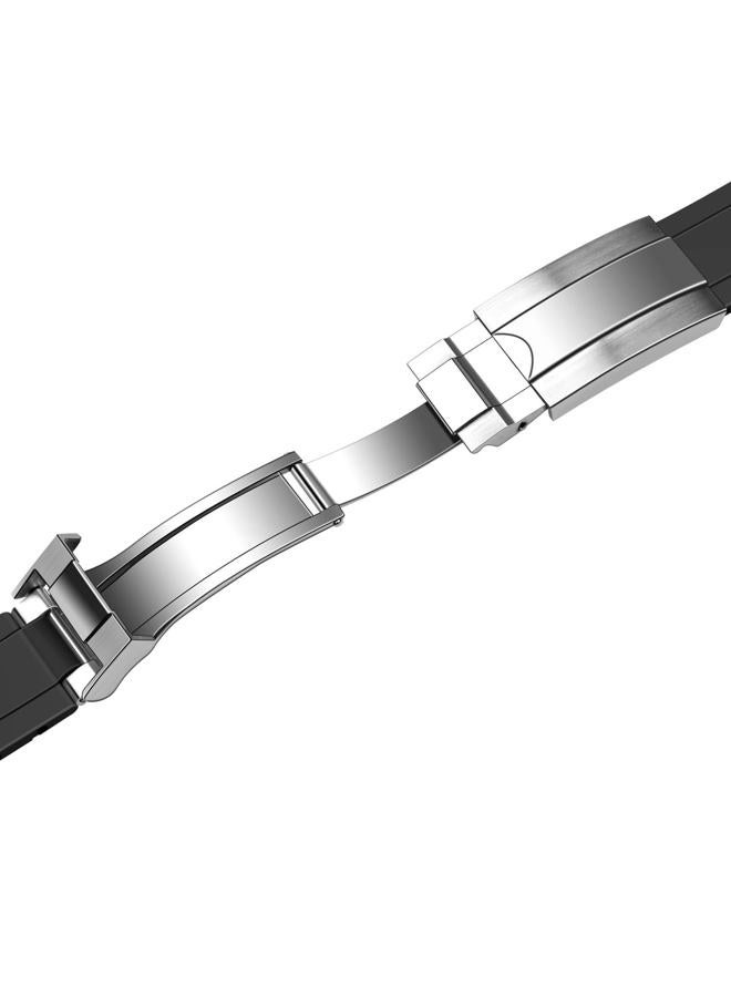 Juntan 20mm Watch Strap, Curved End Rubber Watch Band, Tapered Silicone Curved Replacement Watch Strap Black for Men Women with Classic Diving Buckle - Image 4
