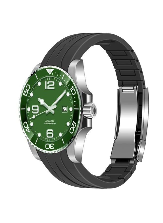 Juntan 20mm Watch Strap, Curved End Rubber Watch Band, Tapered Silicone Curved Replacement Watch Strap Black for Men Women with Classic Diving Buckle - Image 2