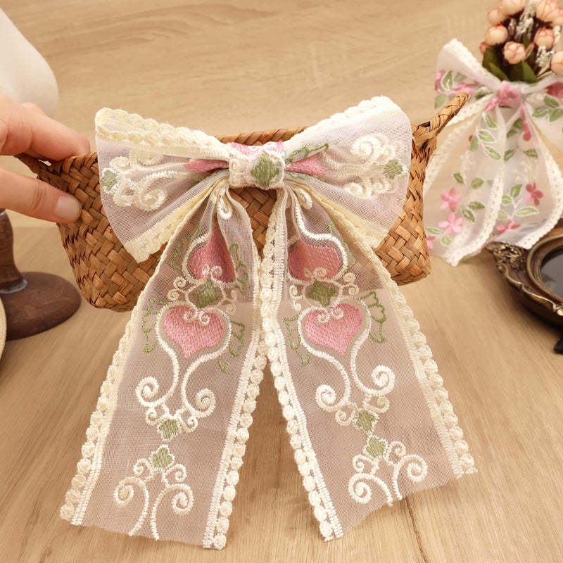 AIETSYEI Mesh Lace Trim Ribbon 5 * 2 Yards Yards Embroidery Floral Sewing Lace Trim Mesh Tulle Ribbon for Bridal Wedding Decorations - Image 4