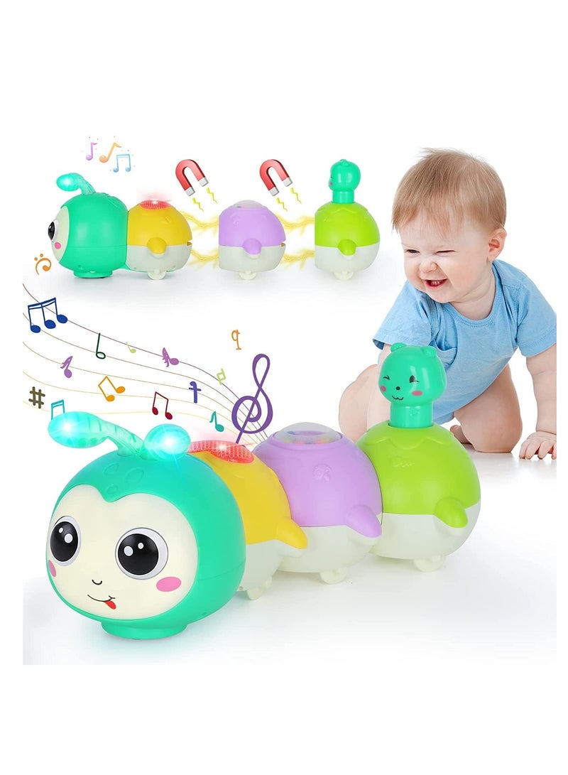 YelaJoy Baby Toys 0-6 Months, Crawling Caterpillar Tummy Time Toy with Magnetic Suction Music Light up, Sensory Learning Infant Toy for 6-12 Month Newborn Toddler 1 Year Old Girl Boy Baby Gifts  - Image 1