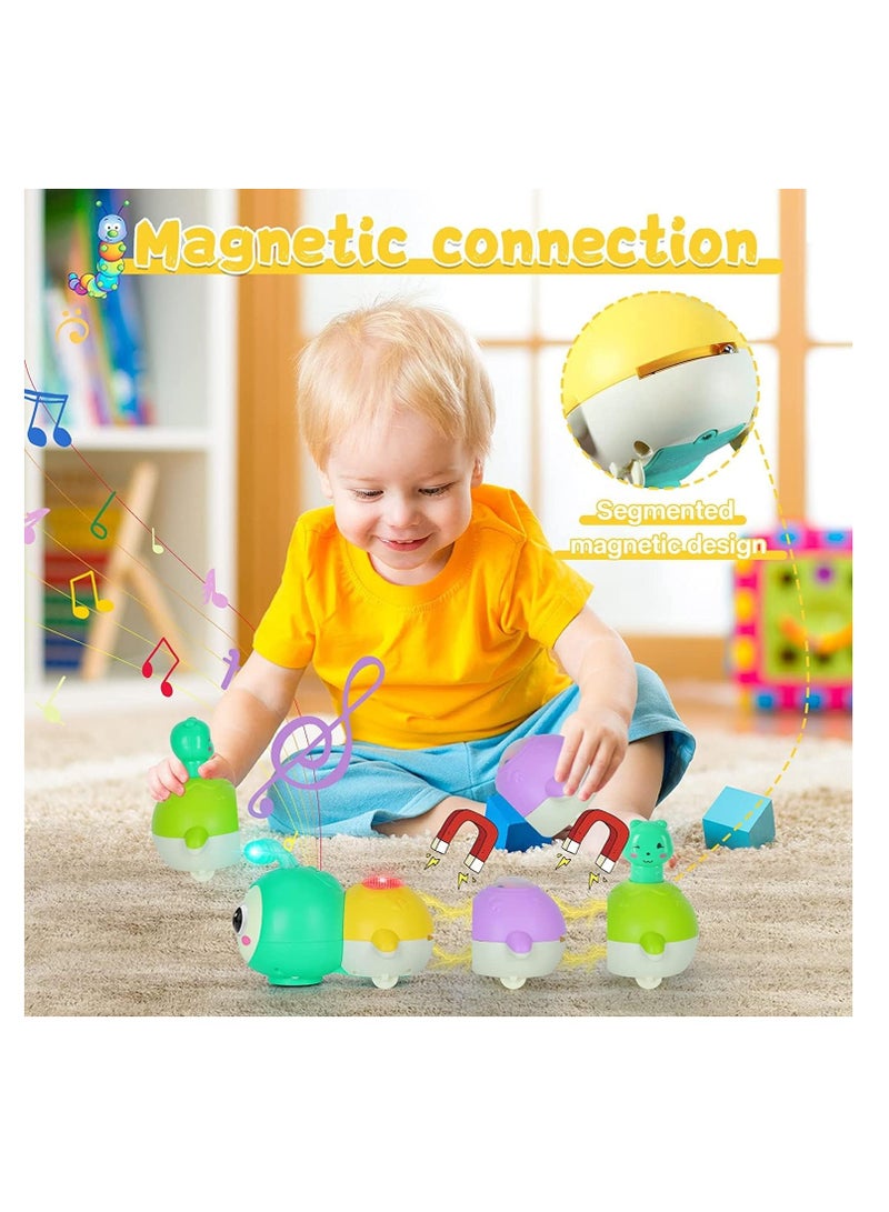 YelaJoy Baby Toys 0-6 Months, Crawling Caterpillar Tummy Time Toy with Magnetic Suction Music Light up, Sensory Learning Infant Toy for 6-12 Month Newborn Toddler 1 Year Old Girl Boy Baby Gifts  - Image 4