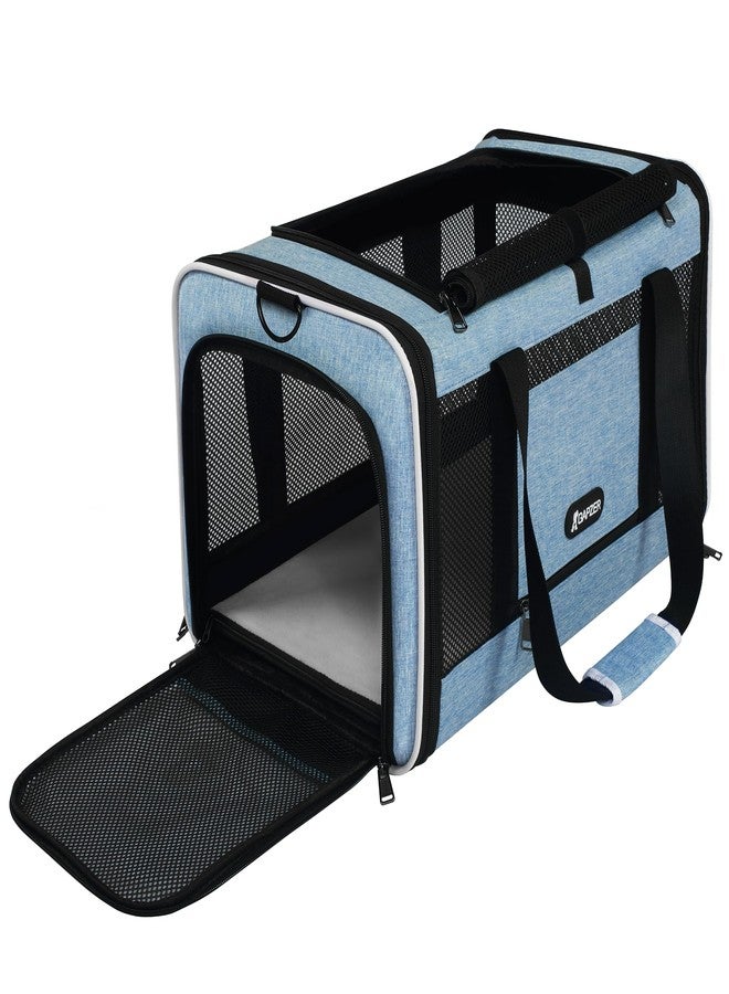 GAPZER Cat Carrier 18 x 11 x 11 Top Loading Soft-Sided Pet Travel Bag Over 15lbs, Portable Small Dog Puppy Car Crate 10 lbs, Chihuahua Kennel Carry Case, Kitty Cloth Cage Medium Cat Under 25 Blue - Image 1