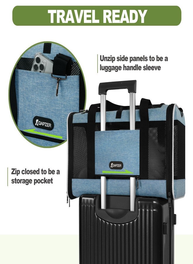 GAPZER Cat Carrier 18 x 11 x 11 Top Loading Soft-Sided Pet Travel Bag Over 15lbs, Portable Small Dog Puppy Car Crate 10 lbs, Chihuahua Kennel Carry Case, Kitty Cloth Cage Medium Cat Under 25 Blue - Image 5
