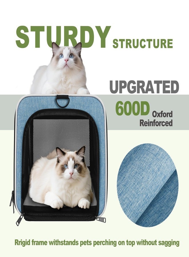 GAPZER Cat Carrier 18 x 11 x 11 Top Loading Soft-Sided Pet Travel Bag Over 15lbs, Portable Small Dog Puppy Car Crate 10 lbs, Chihuahua Kennel Carry Case, Kitty Cloth Cage Medium Cat Under 25 Blue - Image 4